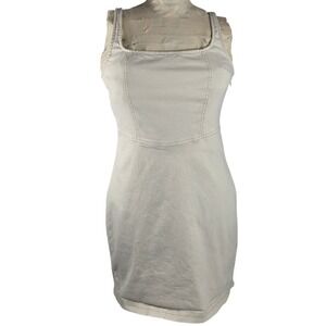 Hollister Denim Dress Sleeveless Mini Bodycon Sundress Beige Cotton Blend Size S